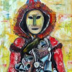 painting of person wearing a mask