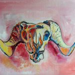 painting of ram skull