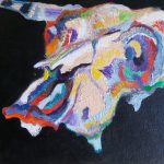 abstract painting of animal skull