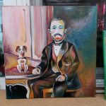 painting of man with his dog