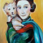 painting of woman with her dog