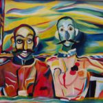 painting of two men with mustache