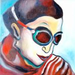 painting of female mountaneer