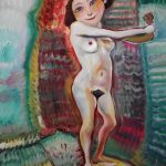 painting of smiling woman in the nude